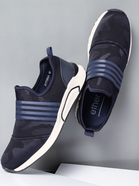 

ether Men Navy Woven Design Sneakers, Navy blue