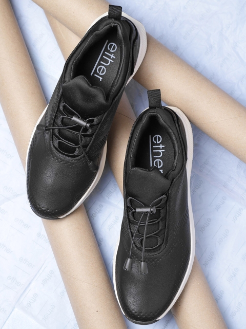 

ether Men Black Textured Sneakers