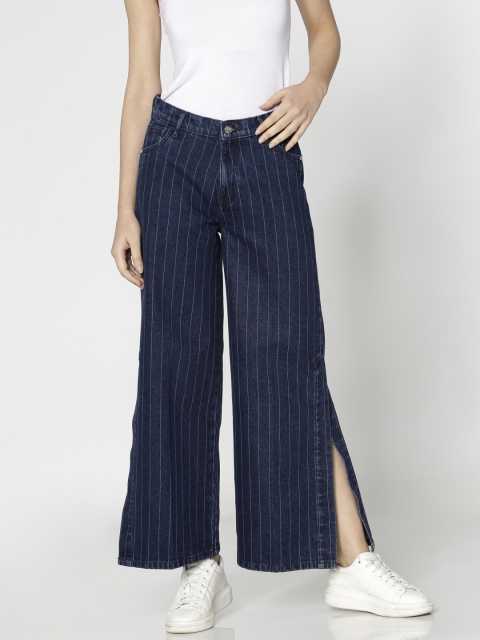 

ONLY Women Blue Striped Bootcut High-Rise Clean Look Jeans