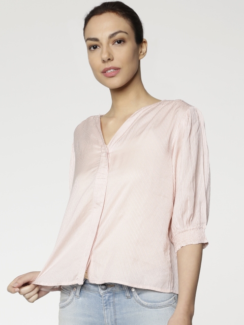 

ONLY Women Peach-Coloured Striped Top