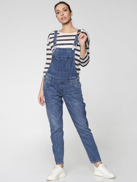 

ONLY Women Blue Faded Denim Dungarees