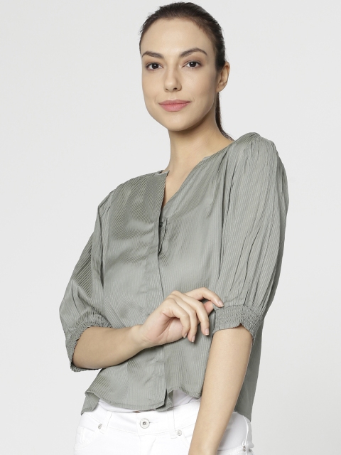

ONLY Women Green Striped Top