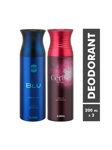 

Ajmal Unisex Set of 2 Blu & Cerise Deodorants 200ml, Blue