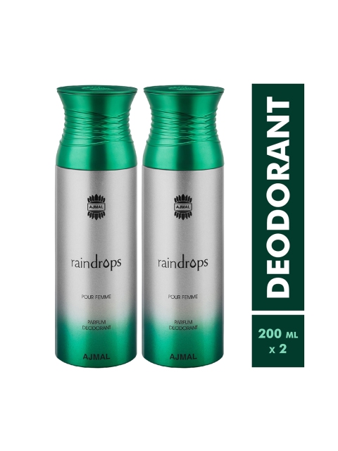 

Ajmal Women Set of 2 Raindrops & Raindrops Deodorant 200ml, Green