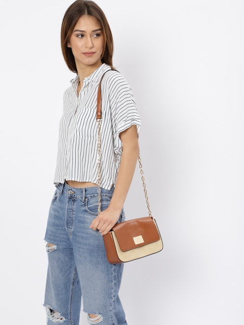 

Allen Solly Beige & Tan Brown Colourblocked Sling Bag