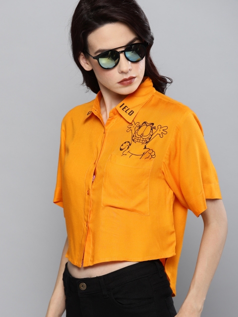

Kook N Keech Garfield Women Yellow Regular Fit Printed Crop Casual Shirt