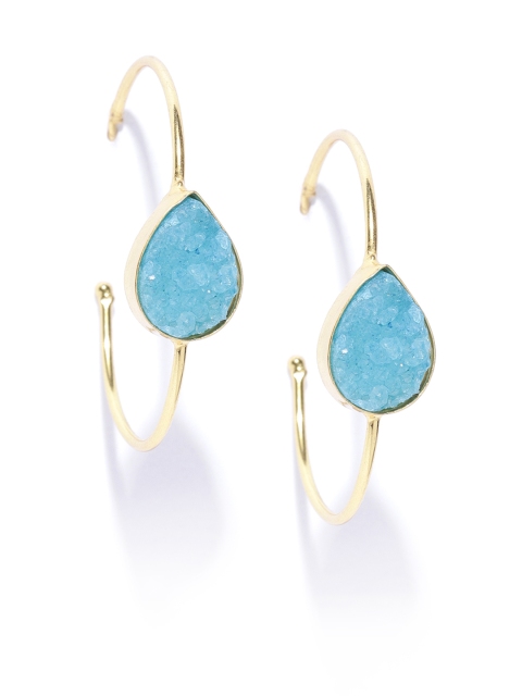 

Blueberry Blue Gold-Plated Circular Half Hoop Earrings