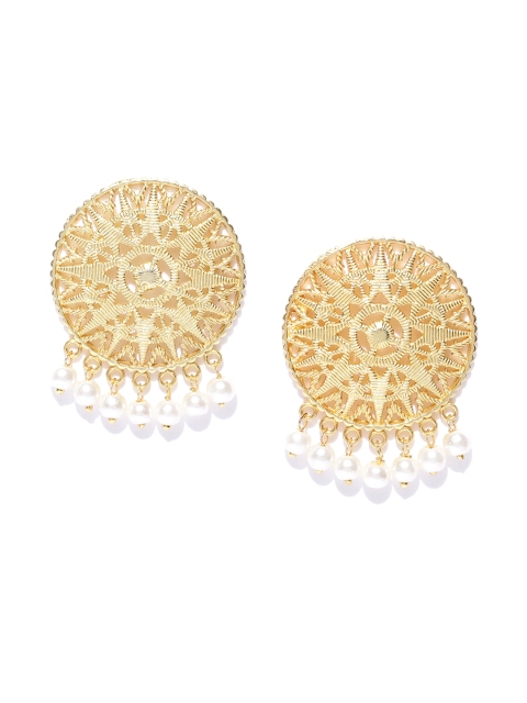 

Blueberry Off-White Gold-Plated Handcrafted Circular Studs