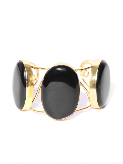 

Blueberry Black Gold-Plated Handcrafted Adjustable Cuff Bracelet