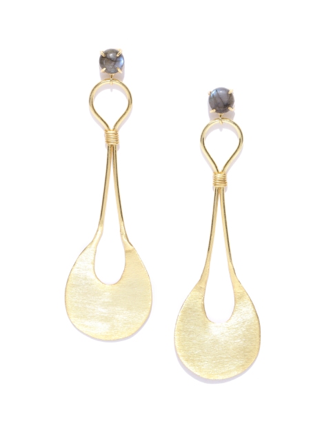 

Blueberry Taupe Gold-Plated Handcrafted Contemporary Drop Earrings