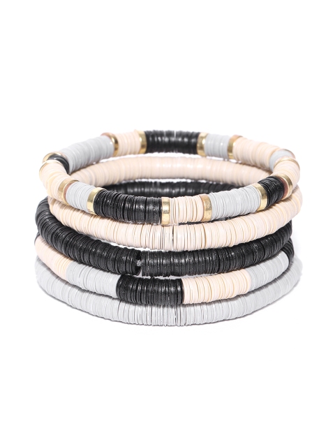 

Blueberry Set of 5 Handcrafted Elasticated Bracelets, Black