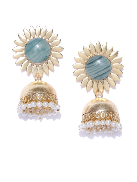 

Blueberry Gold-Plated Handcrafted Agate-Studded Dome Shaped Jhumkas