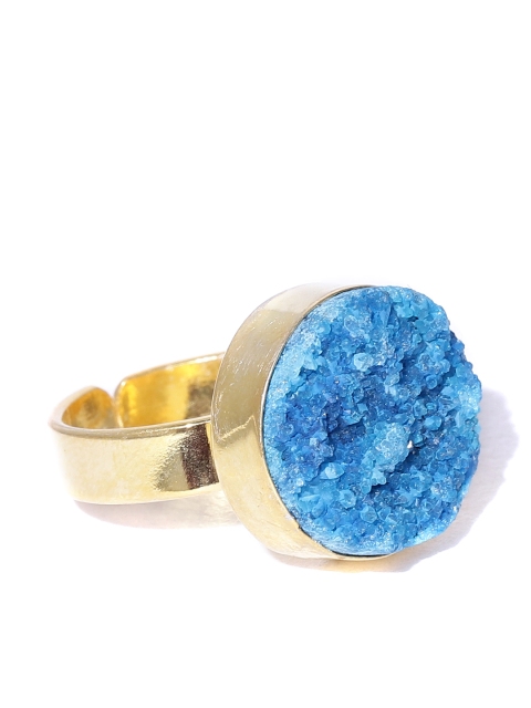 

Blueberry Blue Gold-Plated Handcrafted Stones-Studded Finger Adjustable Ring