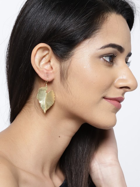 

Blueberry Gold-Plated Leaf-Shaped Drop Earrings
