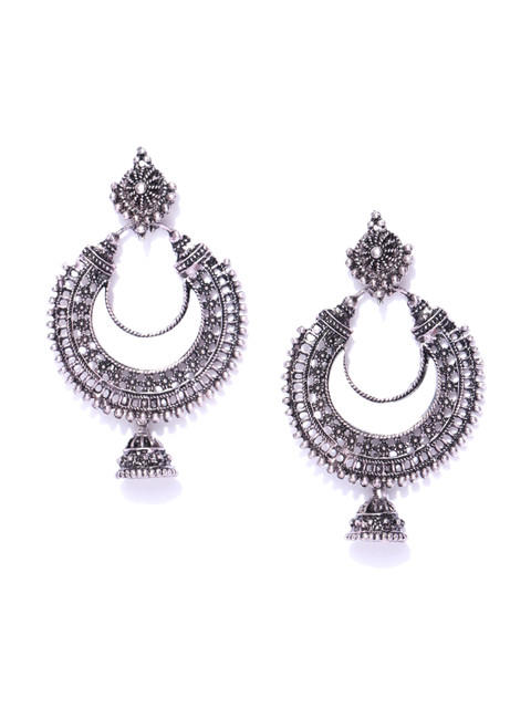 

Blueberry Oxidised Silver-Plated Crescent-Shaped Chandbalis