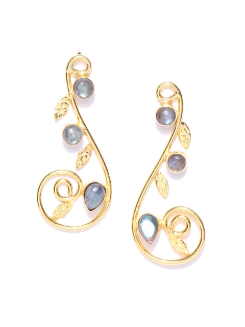 

Blueberry Blue Gold-Plated Handcrafted Stone-Studded Classic Drop Earrings