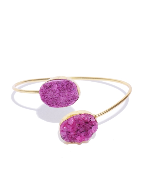 

Blueberry Magenta Gold-Plated Stone-Studded Handcrafted Cuff Bracelet