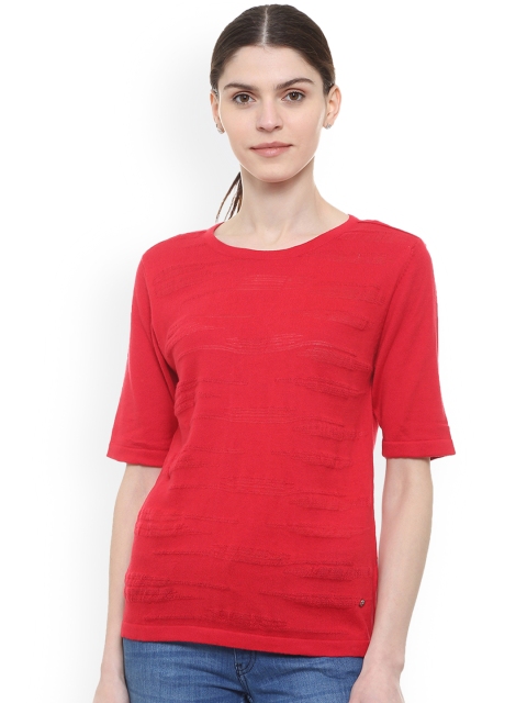 

Allen Solly Woman Red Self Design Pure Cotton Top