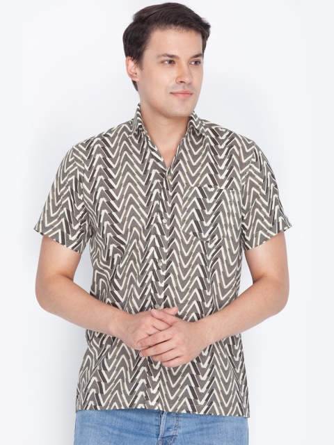 

VASTRAMAY Men Brown & Beige Regular Fit Printed Casual Shirt