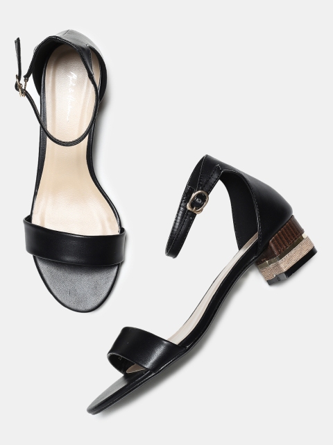 

Mast & Harbour Women Black Solid Open Toe Heels