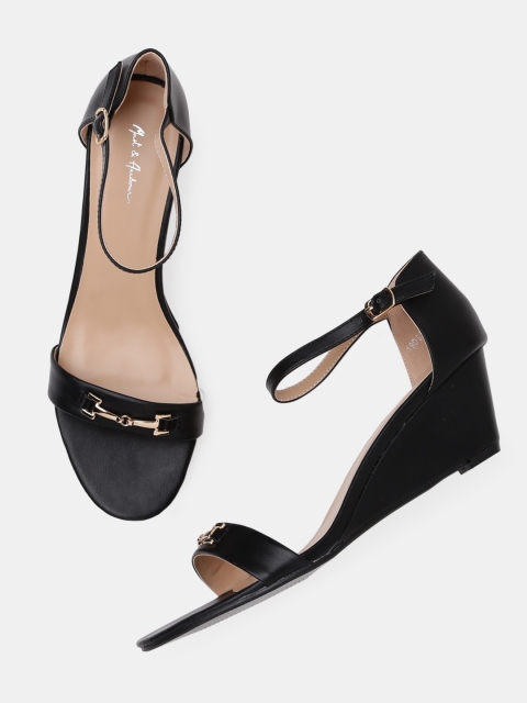 

Mast & Harbour Women Black Solid Sandals