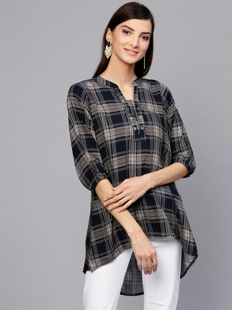 

GERUA Navy Blue & Grey Checked Tunic