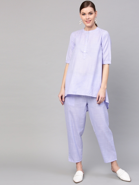 

GERUA Women Blue Self Design Kurti with Trousers