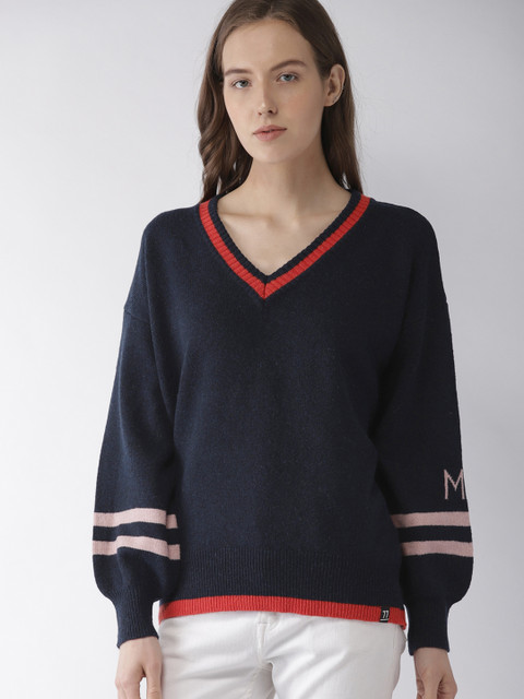 

Scotch & Soda Women Navy Solid Sweater, Navy blue