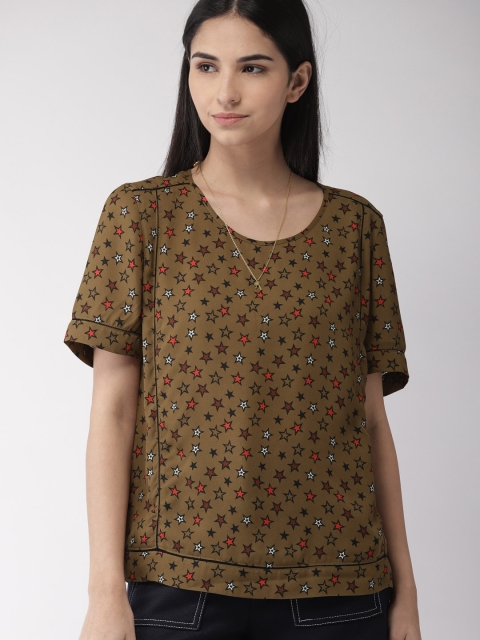 

Scotch & Soda Women Olive Brown Printed Top