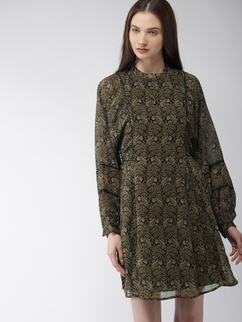 

Scotch & Soda Women Black Printed A-Line Dress