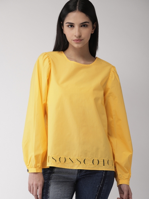 

Scotch & Soda Women Yellow Solid Styled Back Top