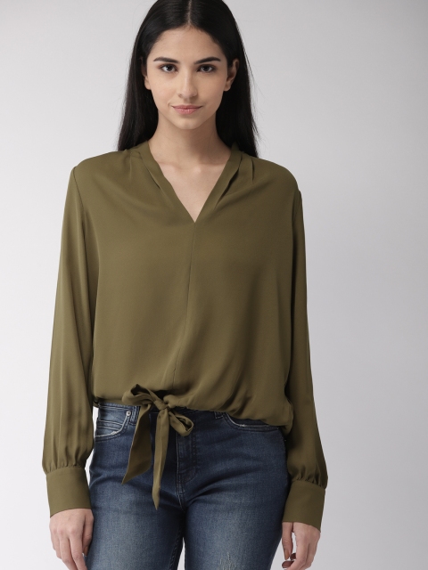 

Scotch & Soda Women Olive Green Solid Top