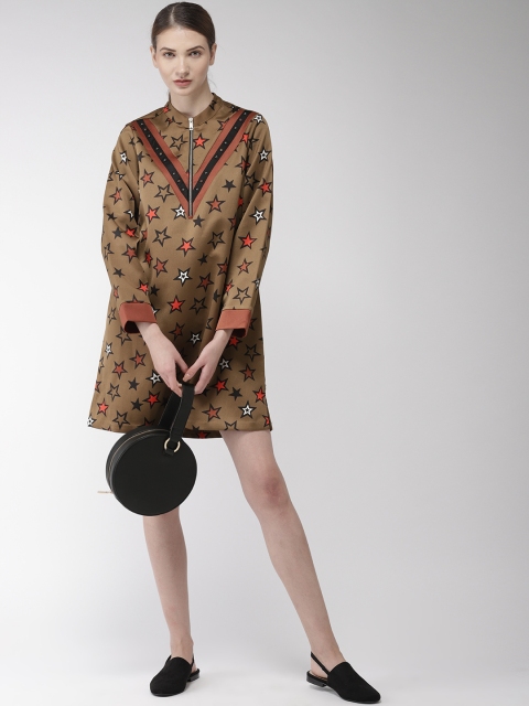 

Scotch & Soda Women Brown Star Printed A-Line Dress