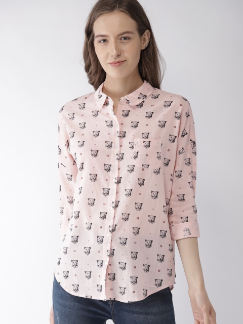 

Scotch & Soda Women Peach-Coloured Regular Fit Printed Casual Shirt