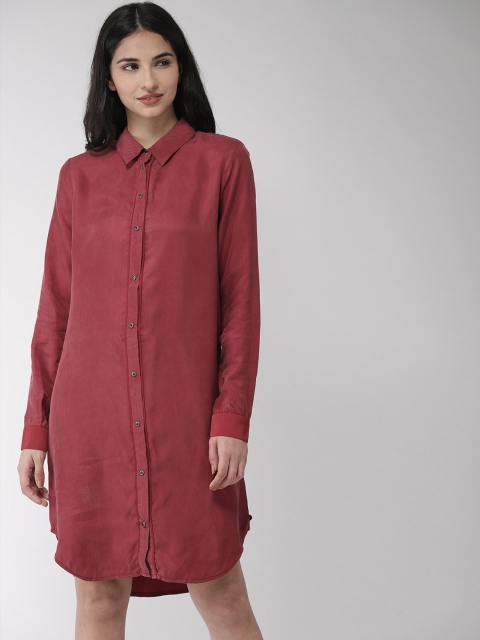 

Scotch & Soda Women Burgundy Solid Shirt Dress