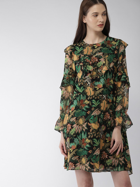 

Scotch & Soda Women Green Tropical Print A-Line Dress