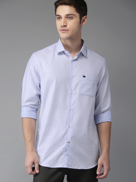 

THE BEAR HOUSE Men Blue Club Slim Fit Self Design Formal Shirt