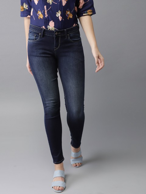 

HERE&NOW Women Blue Skinny Fit Mid-Rise Clean Look Stretchable Jeans