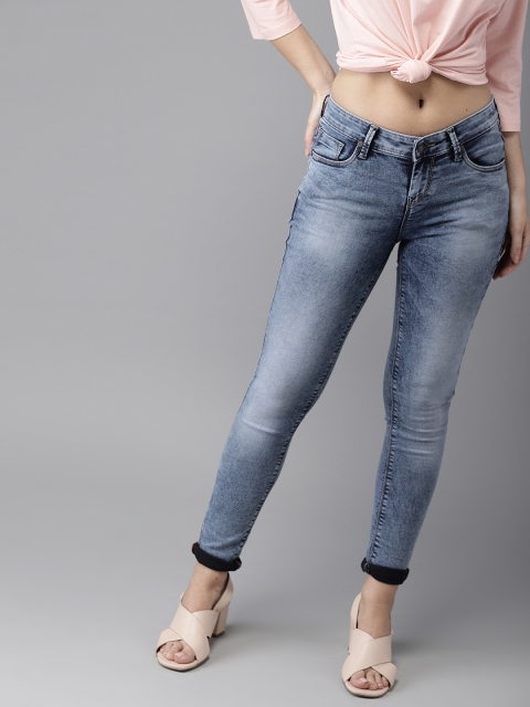

HERE&NOW Women Blue Skinny Fit Mid-Rise Clean Look Stretchable Jeans