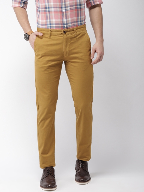 

Indian Terrain Men Khaki Brooklyn Slim Fit Solid Cropped Chinos