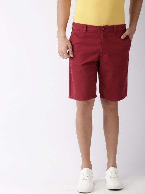 

Indian Terrain Men Maroon Solid Regular Fit Chino Shorts