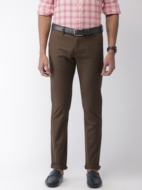 

Indian Terrain Men Brown Brooklyn Slim Fit Solid Regular Trousers