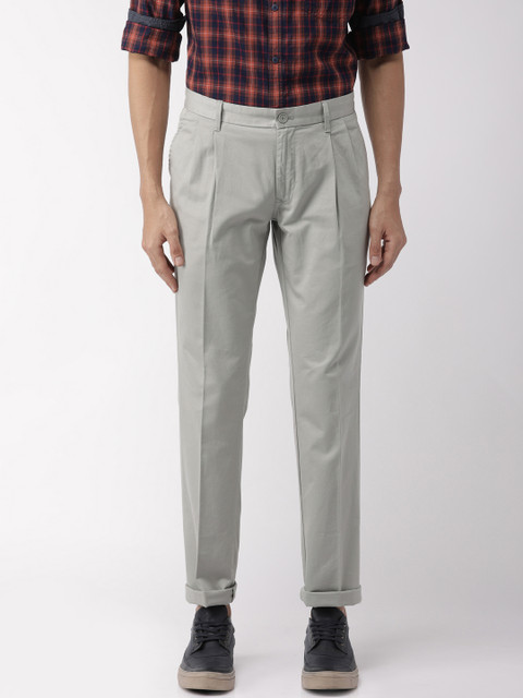 

Indian Terrain Men Grey Kansas Straight Fit Solid Regular Smart Casual Trousers
