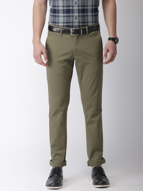 

Indian Terrain Men Olive Green Brooklyn Slim Fit Solid Chinos