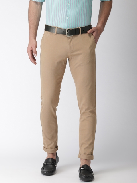 

Indian Terrain Men Khaki Brown Brooklyn Slim Fit Solid Smart Casual Regular Trousers