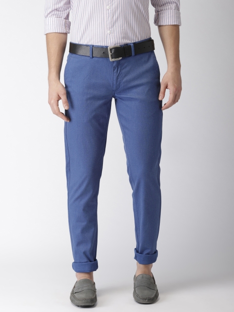 

Indian Terrain Men Blue Brooklyn Slim Fit Solid Smart Casual Regular Trousers