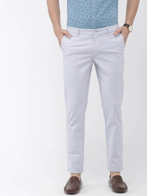

Indian Terrain Men Blue Solid Kruger Skinny Fit Classic Oxford Trousers