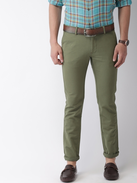

Indian Terrain Men Olive Green Brooklyn Slim Fit Solid Chinos