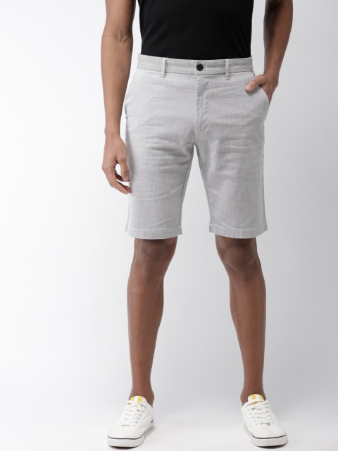 

Indian Terrain Men Black & White Striped Slim Fit Chino Shorts