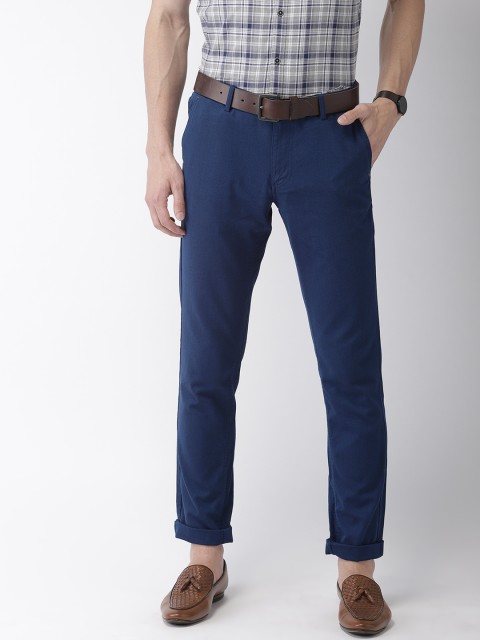 

Indian Terrain Men Blue Brooklyn Slim Fit Solid Regular Trousers